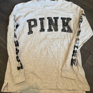 PINK Victoria's Secret Gray Long Sleeve Tee